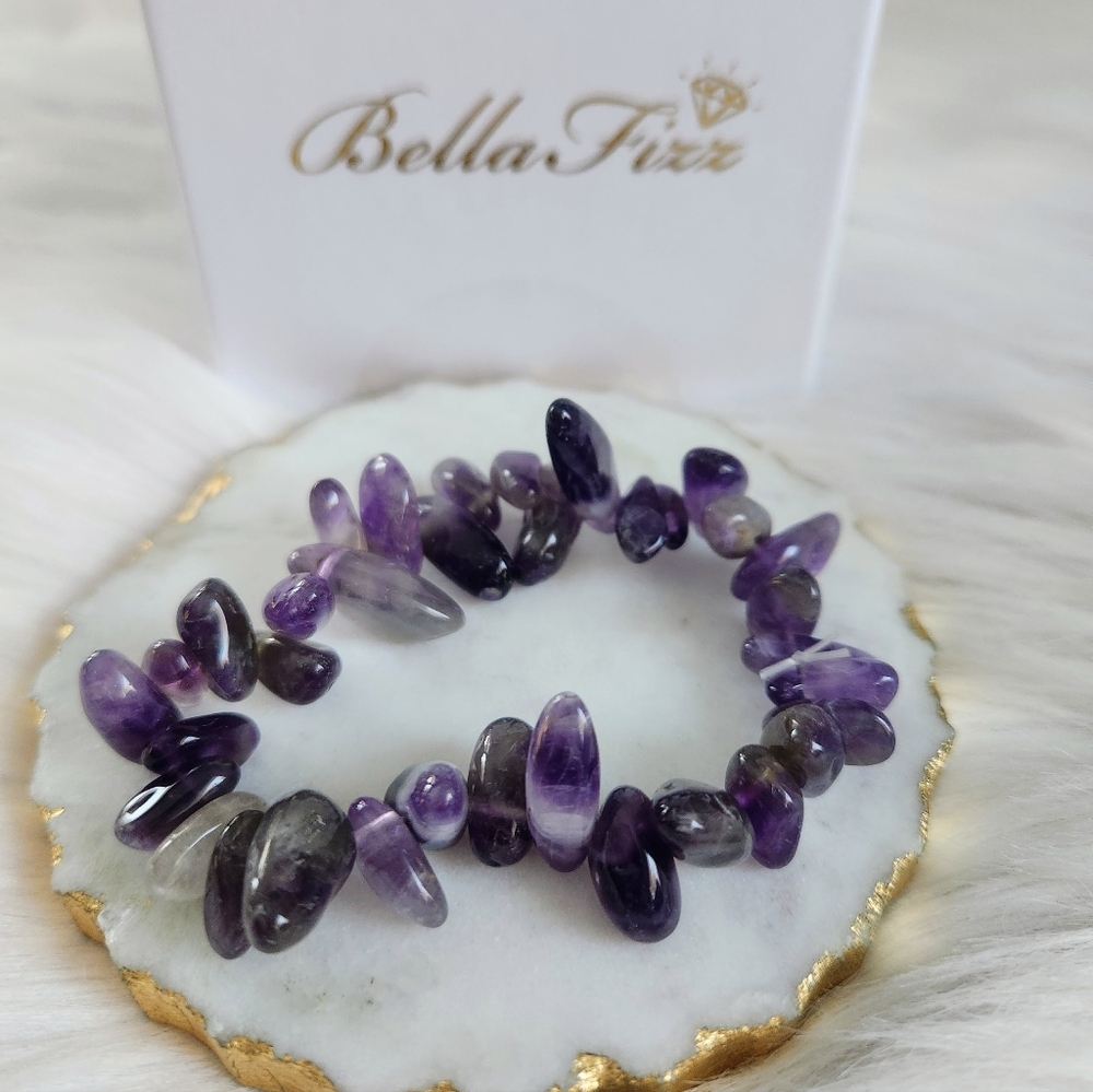 NWT Bella Fizz 'Purple Rain' Amethyst & Silver Bella Bundle Bracelet Set of 4 - Picture 6 of 11